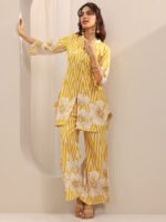 Yellow Printed Cotton Cord Set - Image 3