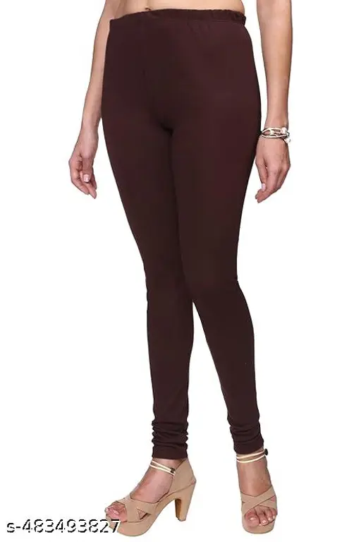 2laum_512.webp Brown Cotton Churidar Leggings - Image 1
