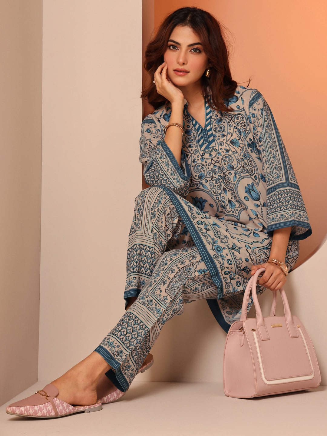 400800_7Main_c48f8c8e-524e-4533-90fe-a59150d2f430.jpg Off White Printed Cotton Blend Straight Cord Set - Image 1