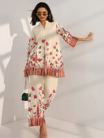 Off White Printed Cotton Cord Set