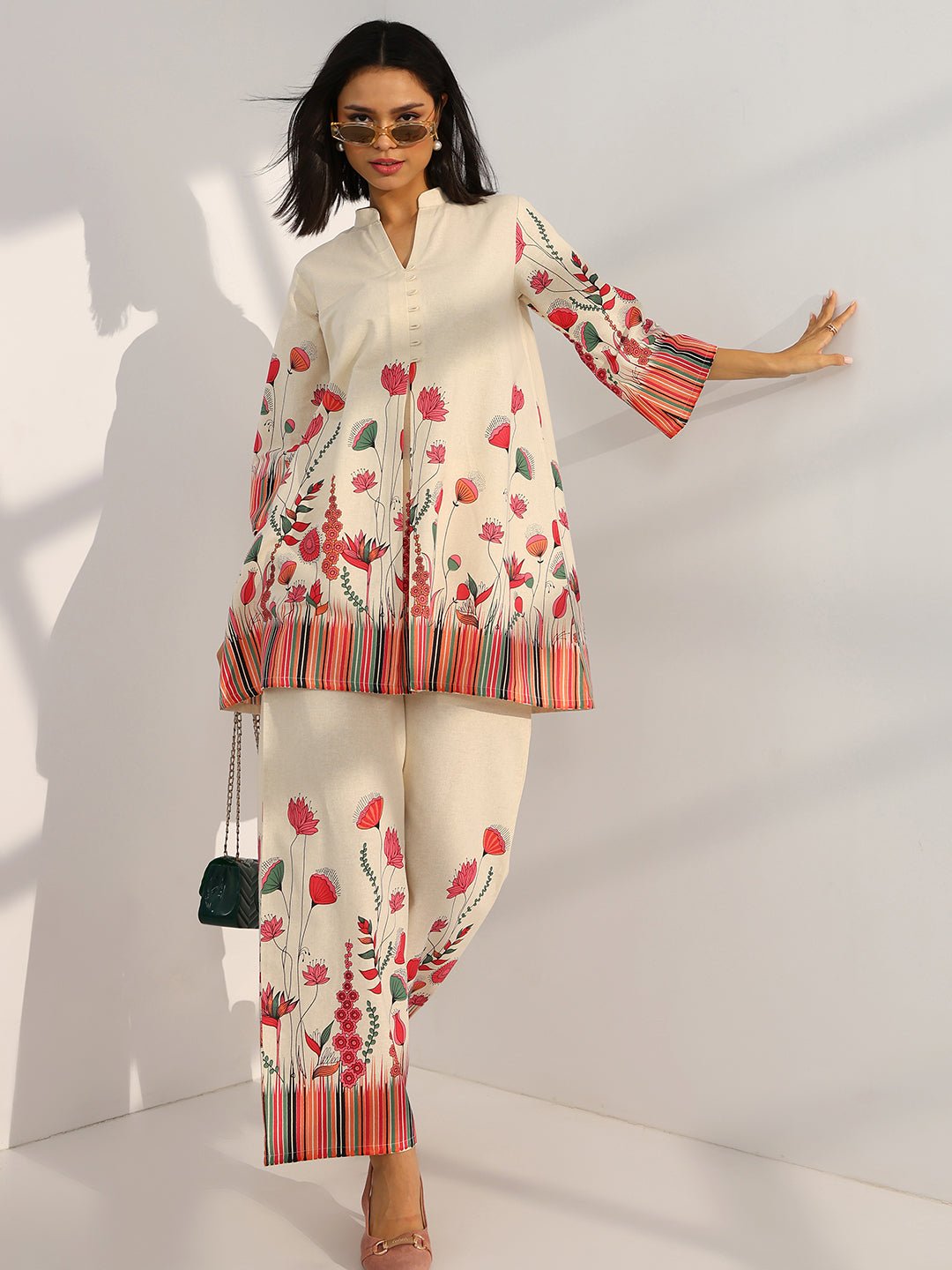 400951_8.jpg Off White Printed Cotton Cord Set - Image 1