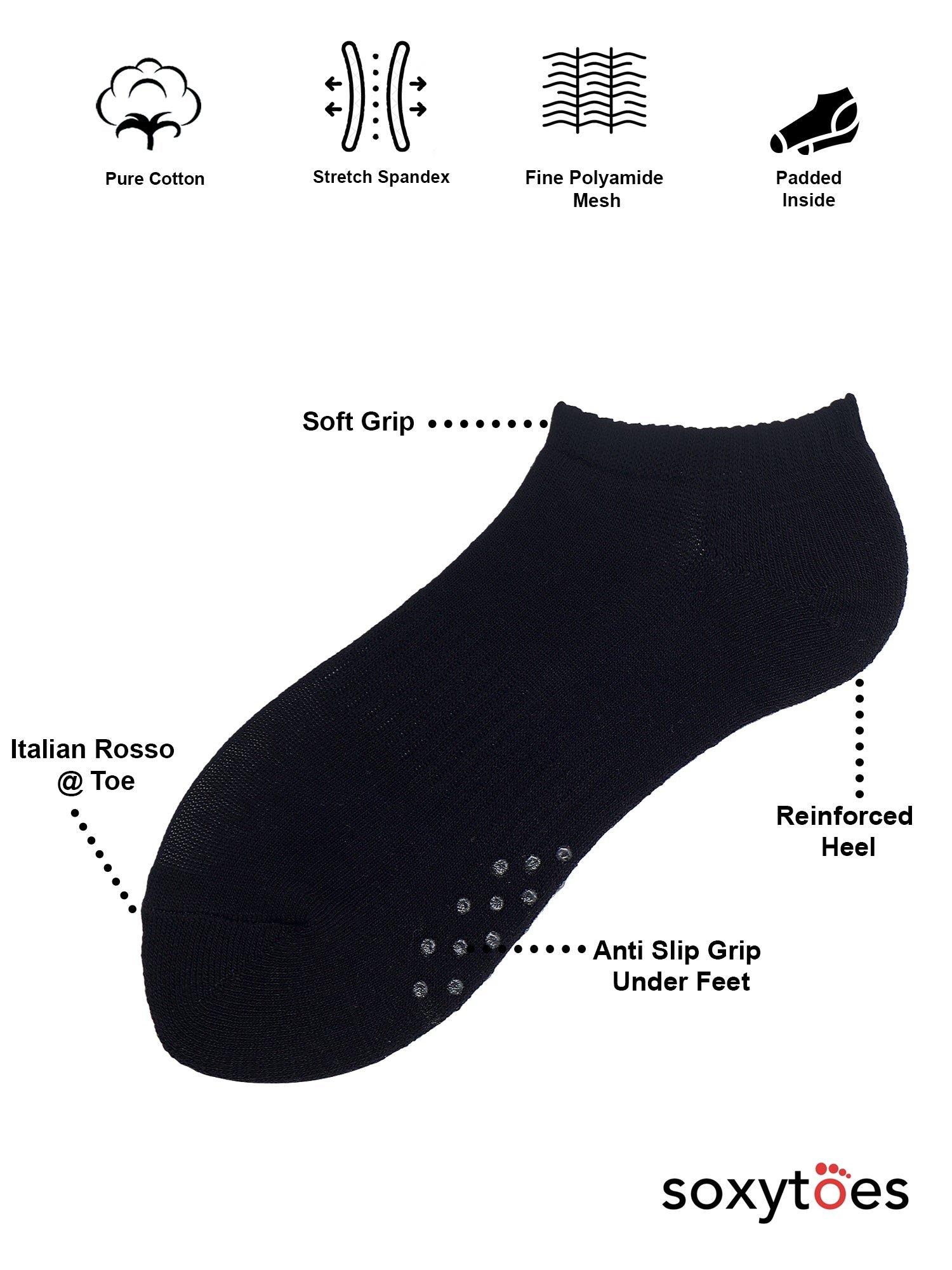 Grippers_f2c17c07-db82-40d5-9031-d1857534265d.jpg Grippers Classic Box of 4 Low-Cut Socks - Image 1