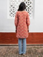 Orange Georgette Floral Short Kurti - Image 3