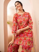 Multi Pure Cotton Ikkat Printed Straight Cord Set