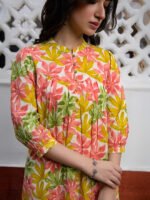 Multicolor Pure Cotton Floral Printed A-Line Short Kurti