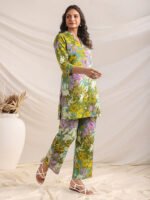 Multicolor Pure Cotton Floral Printed Straight Cord Set - Image 2