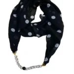 Black Polka Dot Georgette Scarf