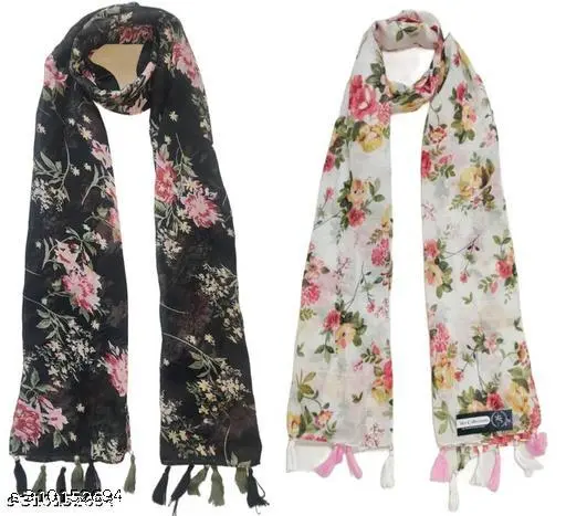 i3gcd_512.webp Floral Chiffon Scarf Pack of 2 - Image 1