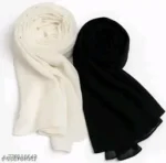Off White & Black Georgette Hijab Pack of 2 - Image 2