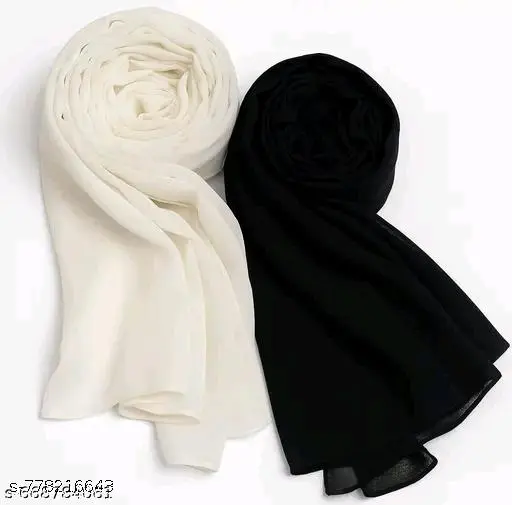 itdhi_512.webp Off White & Black Georgette Hijab Pack of 2 - Image 1