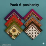 Assorted Pure Cotton Hanky Pack of 6